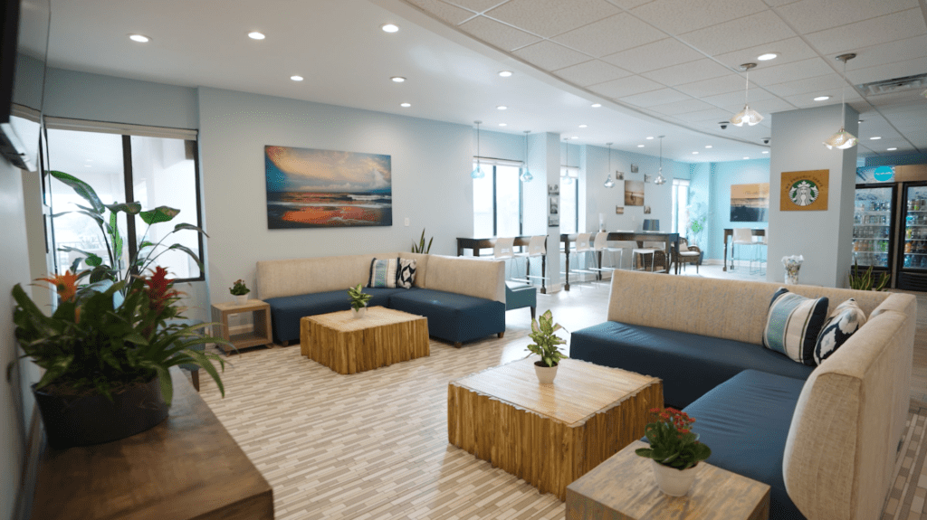 Hotel amenities video content featuring the guest lobby at Surfside Oceanfront Hotel in Surfside Beach, South Carolina